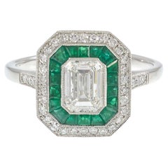 Platinum Emerald & Diamond Ring