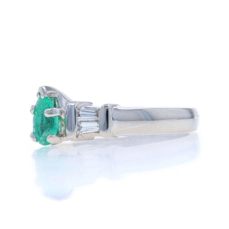 Platinum Emerald & Diamond Ring - Pear Cut .75ctw In Excellent Condition For Sale In Greensboro, NC