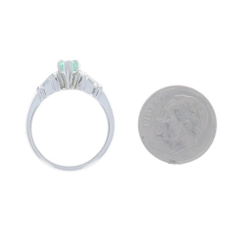 Platinum Emerald & Diamond Ring - Pear Cut .75ctw For Sale 1