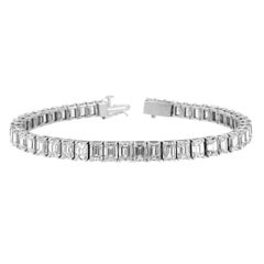 Platinum Emerald Diamond Tennis Bracelet '20 1/2 Ct .tw'