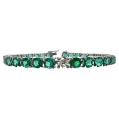 Platinum Emerald & Diamond Tennis Bracelet
