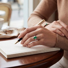 Platinum Emerald & Diamond Three-Stone Ring 0.65 Carat Emerald