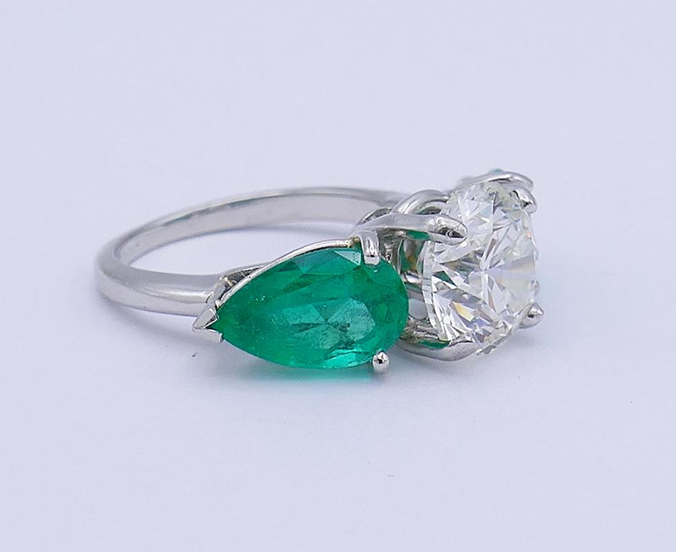 Mixed Cut Platinum Emerald Diamond Three-Stone Ring 3.01-ct GIA Report