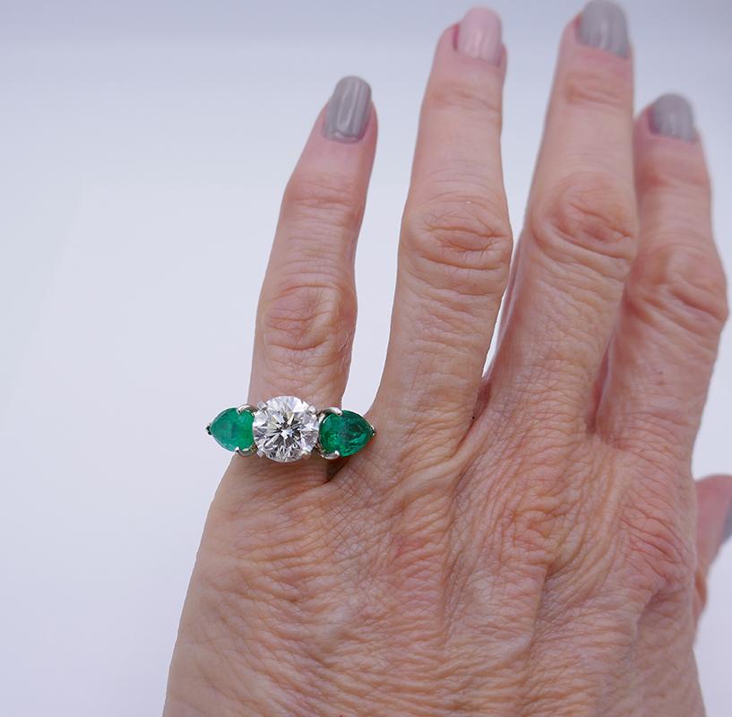 Platinum Emerald Diamond Three-Stone Ring 3.01-ct GIA Report 2