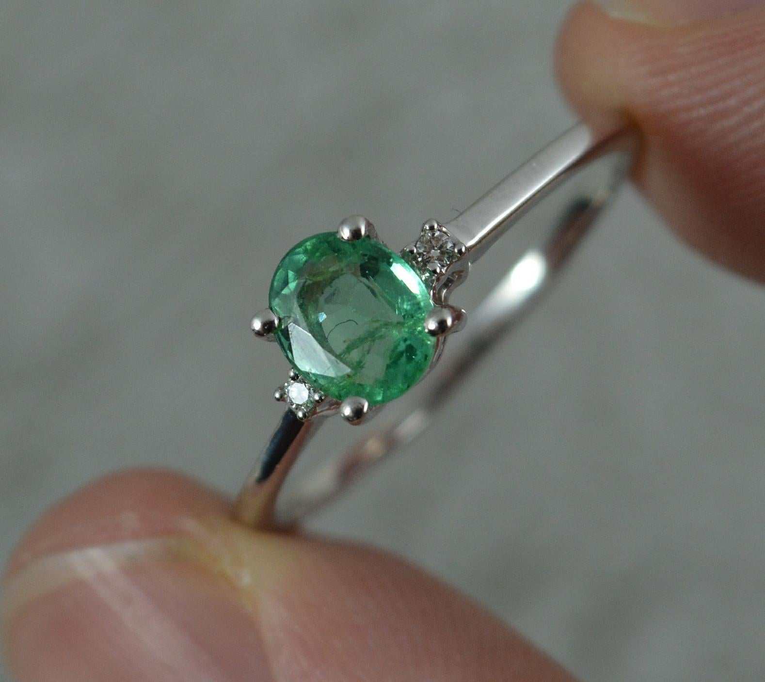 Platinum Emerald and Diamond Trilogy Ring by Lorique 2