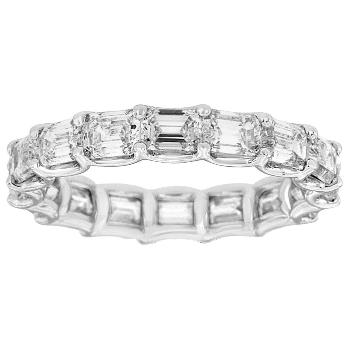 For Sale:  Platinum Emerald Eternity Diamond Ring '3 3/4 Carat'