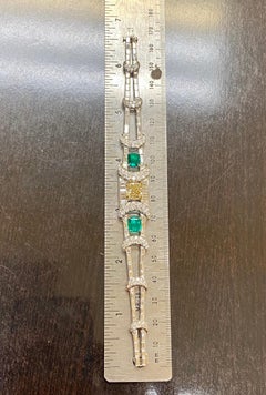 Platinum Emerald GIA Certified 3.34 Fancy Yellow Cushion Cut Diamond Bracelet