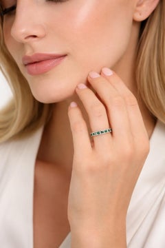 Platinum Emerald & Natural Diamond Antique Eternity Band