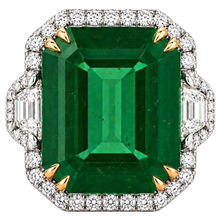 Platin-Smaragdring im Angebot