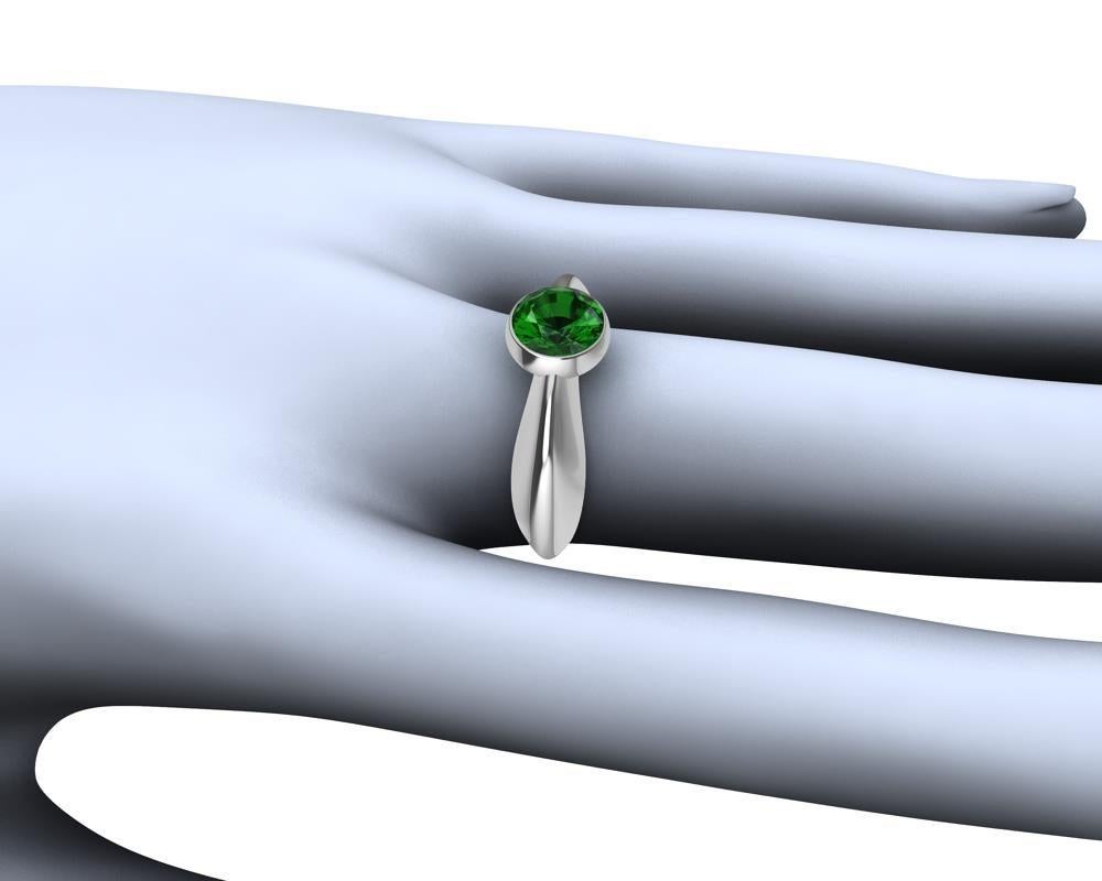 For Sale:  Platinum 1.12 Carat Emerald Sculpture Ring 7
