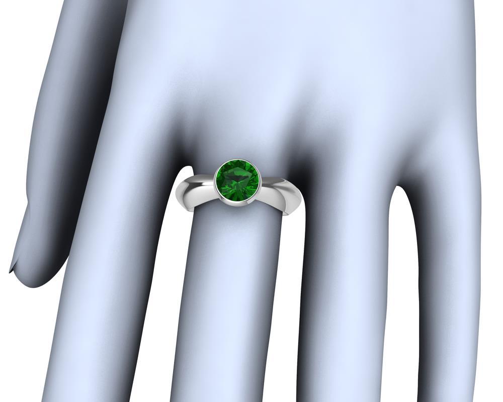 For Sale:  Platinum 1.12 Carat Emerald Sculpture Ring 8