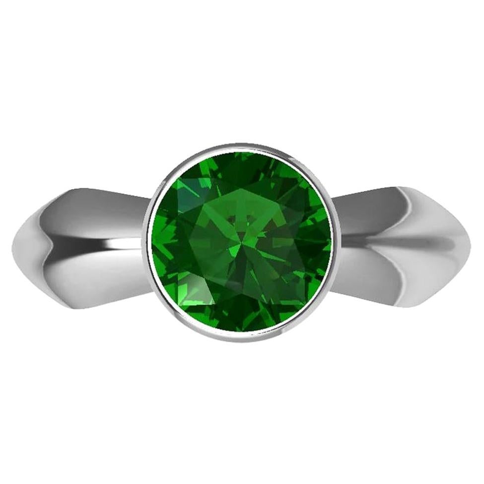 Im Angebot: Platin 1,12 Karat Smaragd-Skulptur-Ring ()