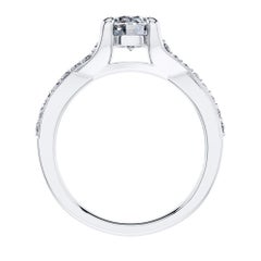 Platinum Engagement 0.82 Carat Round Diamond Bespoke Fancy Twist 4 Prong Ring