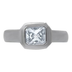 Platinum Engagement Band with 1.10ct Radiant E-vvs1 Diamond in Basel Setting