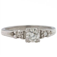 Platinum Engagement Ring 0.45 Carat Transitional Cut I-VS1, circa 1940s
