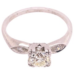 Platinum Engagement Ring .80 Total Diamond Weight