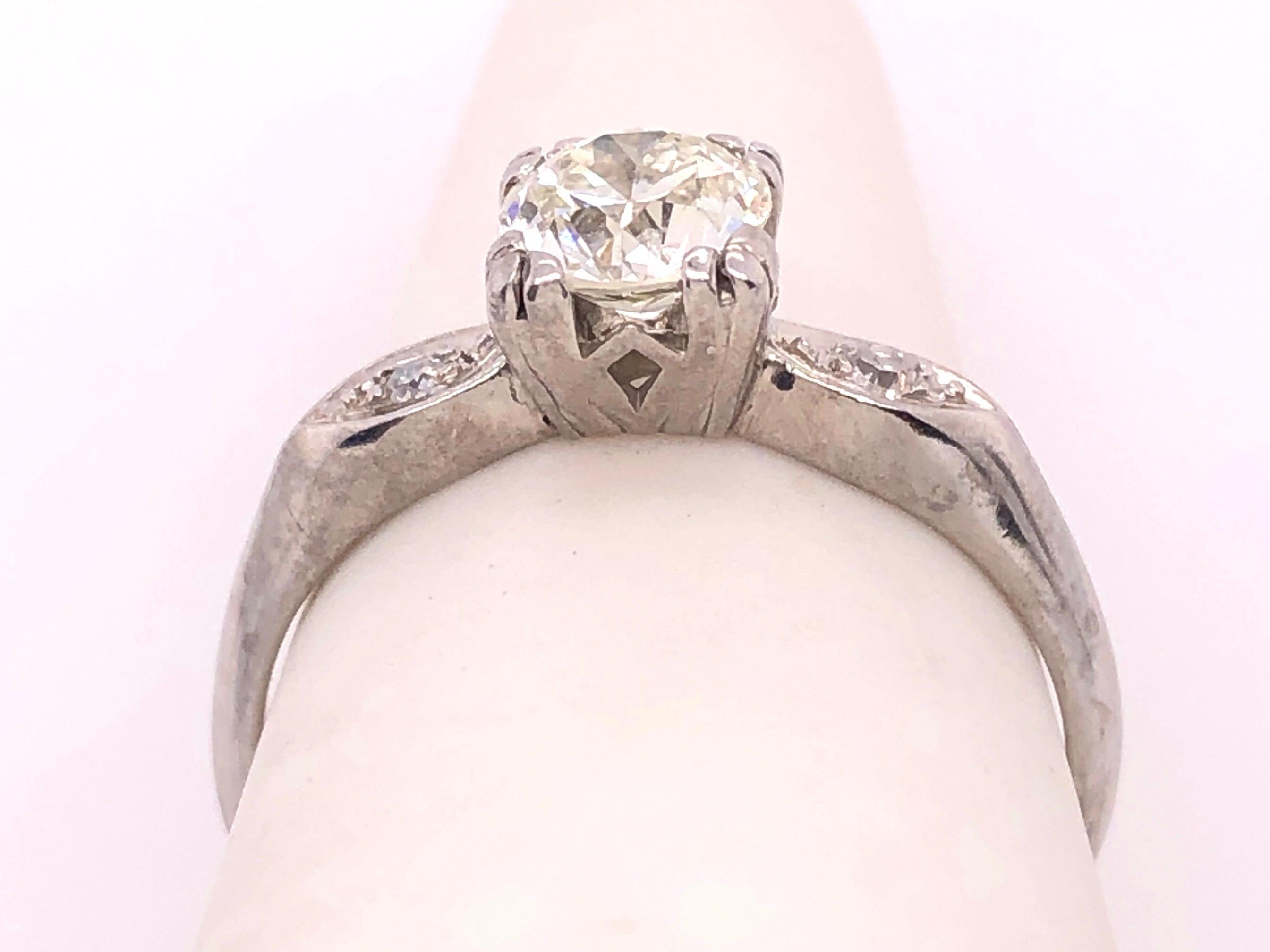 Women's or Men's Platinum Engagement Ring .80 Total Diamond Weight For Sale