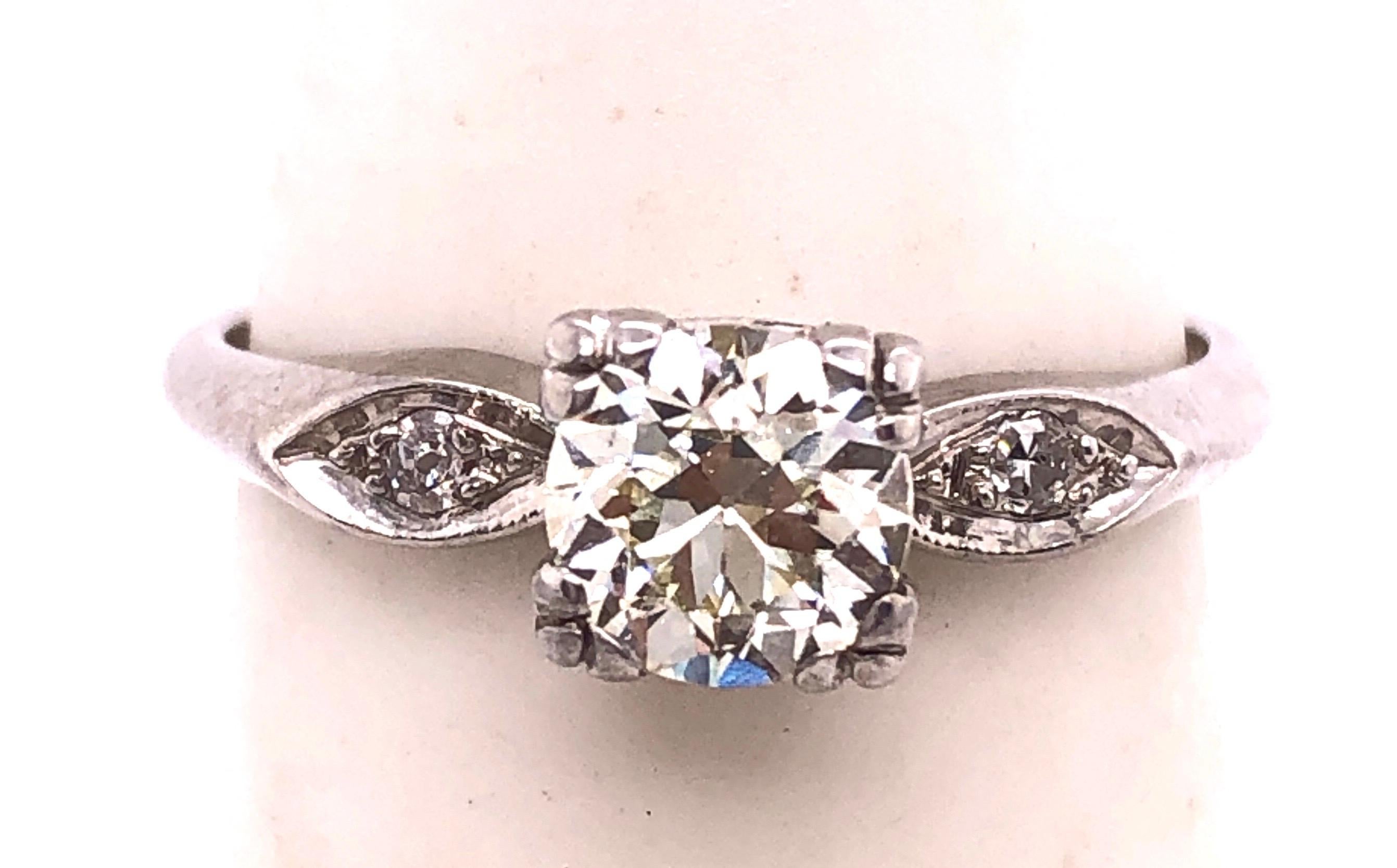 Platinum Engagement Ring .80 Total Diamond Weight For Sale 3