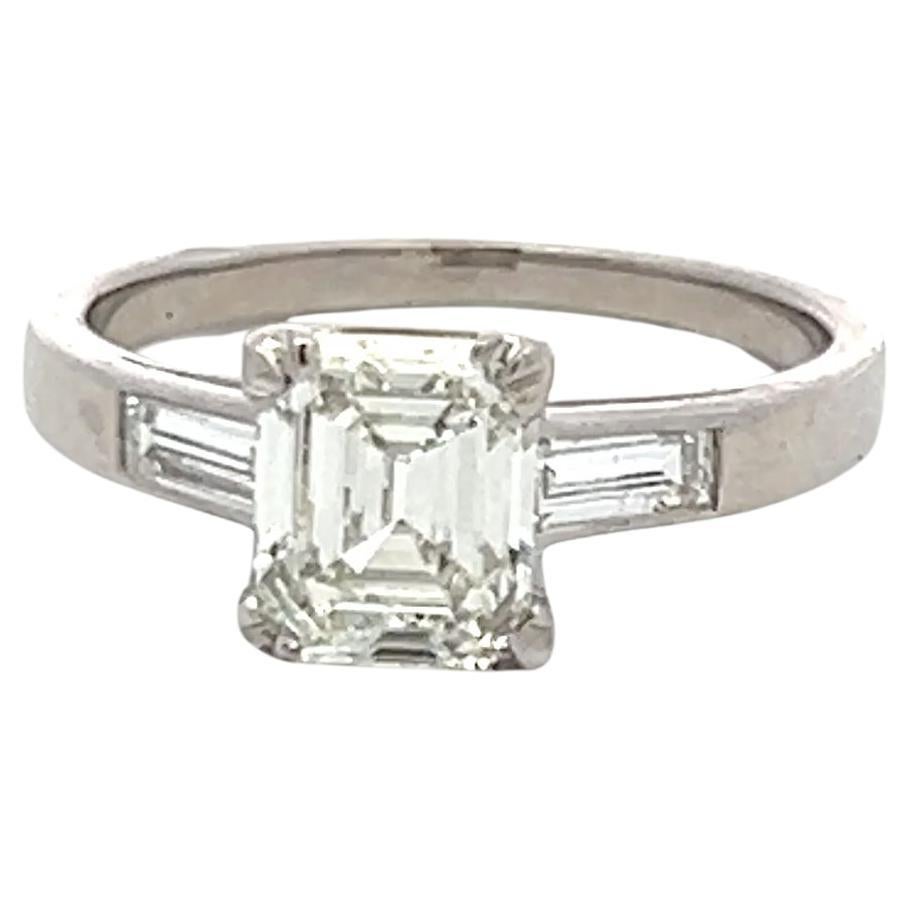 Platinum Engagement Ring with 1.07 Carat Emerald Cut I-VVS2 GIA Diamond