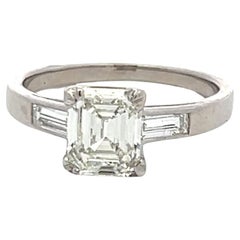 Platinum Engagement Ring with 1.07 Carat Emerald Cut I-VVS2 GIA Diamond
