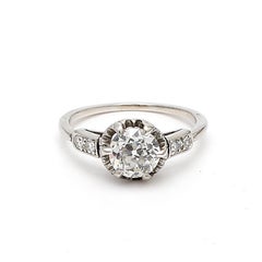 Platinum Engagement Ring with 1.17 Carat Circular Diamonds Size 5.75 J-VS2 GIA