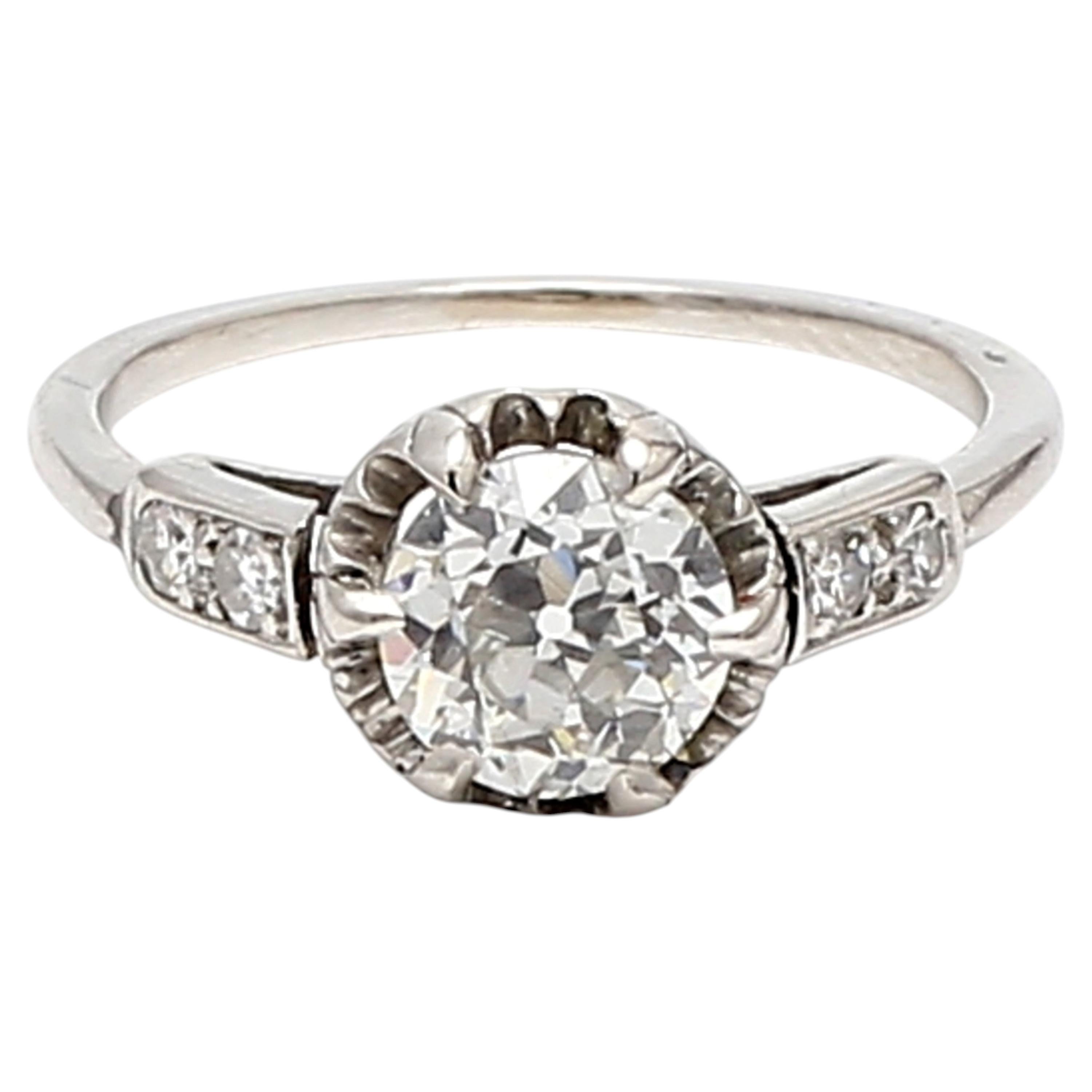 Platinum Engagement Ring with 1.17 Carat Circular Diamonds Size 5.75 J-VS2 GIA