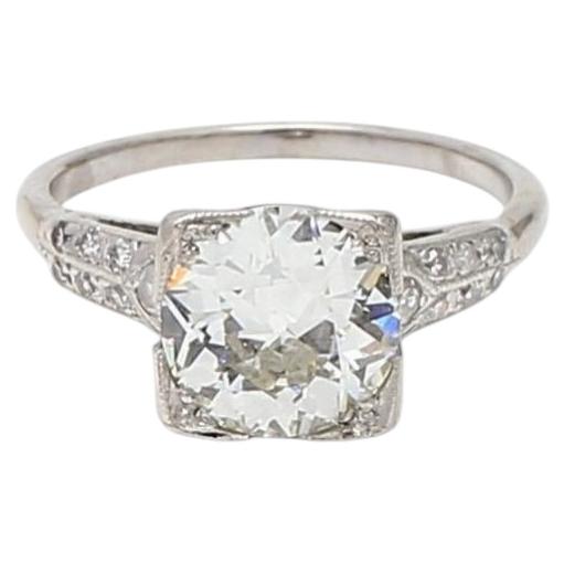 Platinum Engagement Ring with 1.67 Carat Old European Diamond J-VS1 GIA