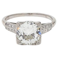Platinum Engagement Ring with 1.67 Carat Old European Diamond J-VS1 GIA