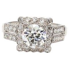 Anillo de compromiso de platino con diamantes de 1,9 quilates de talla europea antigua, J-VVS1 según la GIA