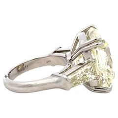 Platinum Engagement Ring with 22.41ct Cushion & Tapered Baguette Diamonds GIA