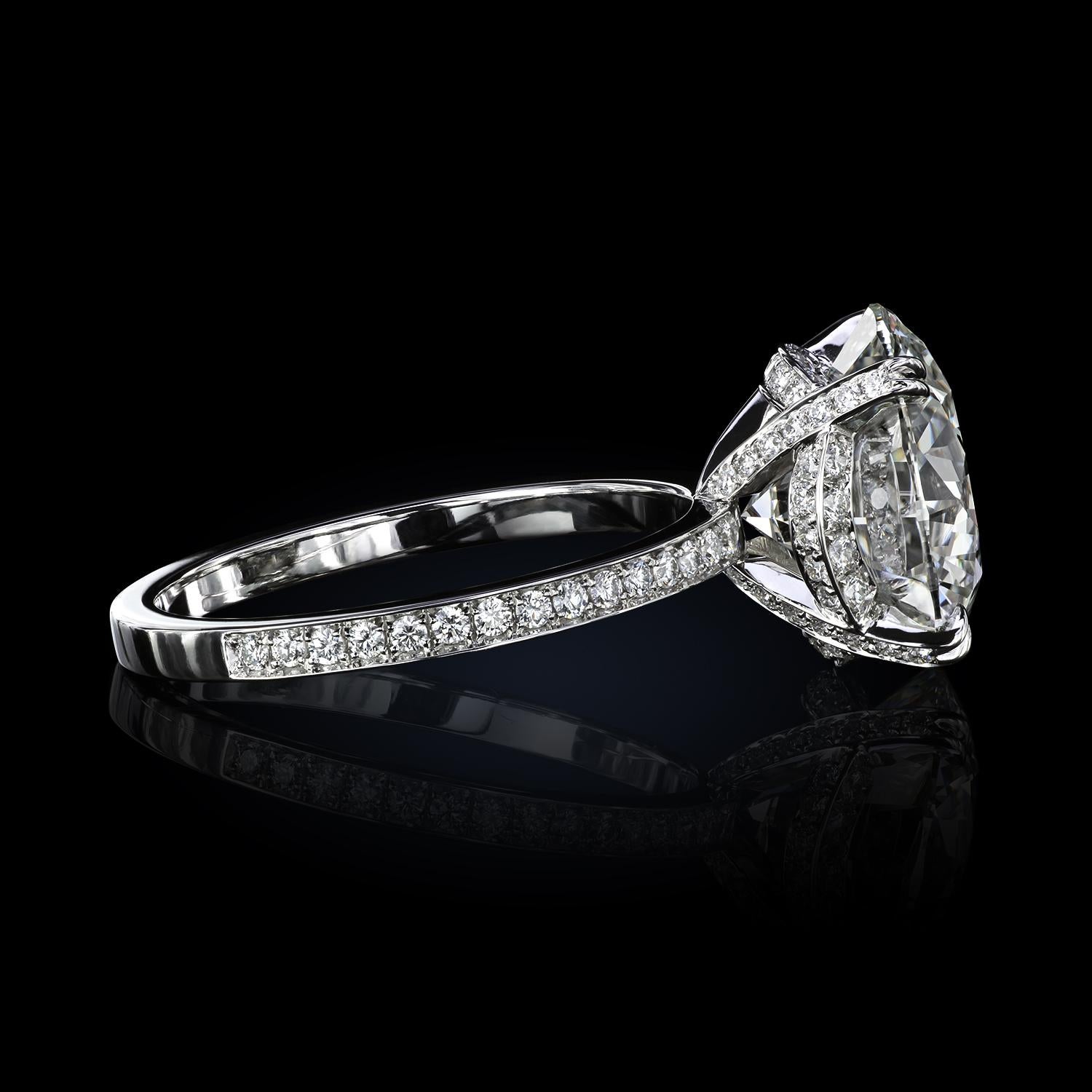 Old European Cut Platinum Engagement Ring with 3.04-carat Certified OEC Diamond For Sale