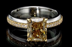 Platinum Engagement Ring with 3.05ct Fancy Deep Brown VS2  Radiant Cut Diamond