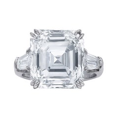 Platinum Engagement Ring with Center Asscher Cut & Tapered Baguettes Diamonds