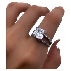 Platinum Engagement Ring with Center Diamond 4.00ct G-H SI2 Asscher Cut
