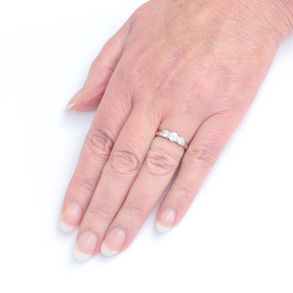 Platinum Est. 1.25 Carat Diamond 3-Stone Trinity Engagement Ring 1