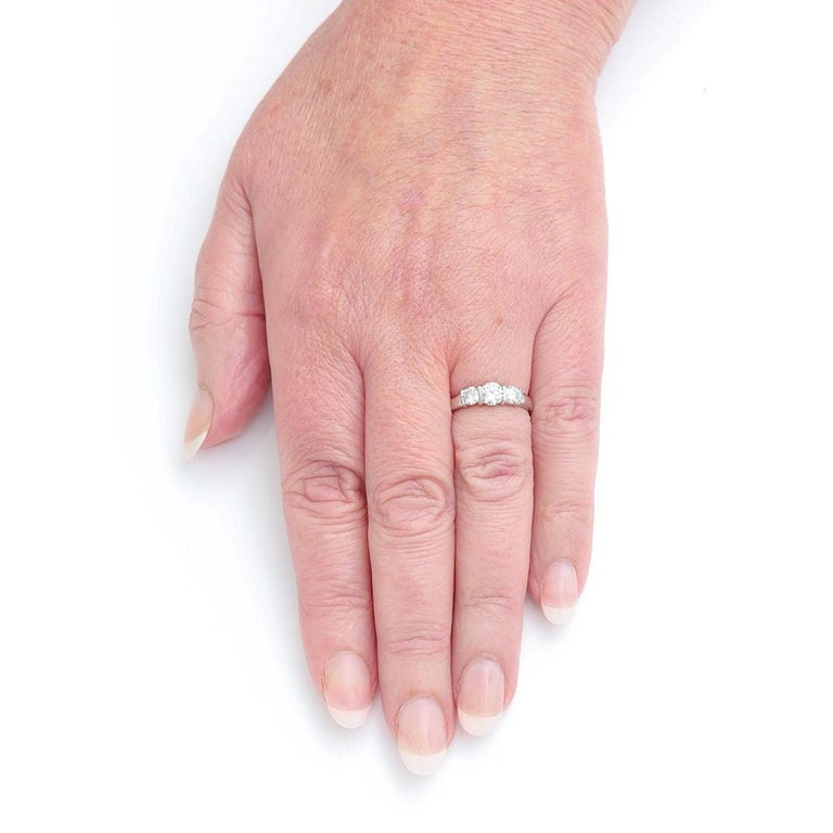 Platinum Est. 1.25 Carat Diamond 3-Stone Trinity Engagement Ring at 1stDibs