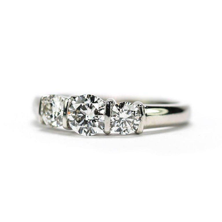 Platinum Est. 1.25 Carat Diamond 3-Stone Trinity Engagement Ring at 1stDibs