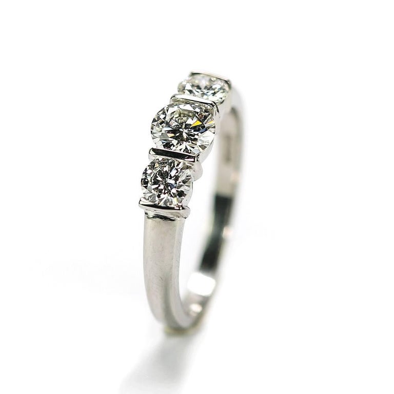 Platinum Est. 1.25 Carat Diamond 3-Stone Trinity Engagement Ring at 1stDibs