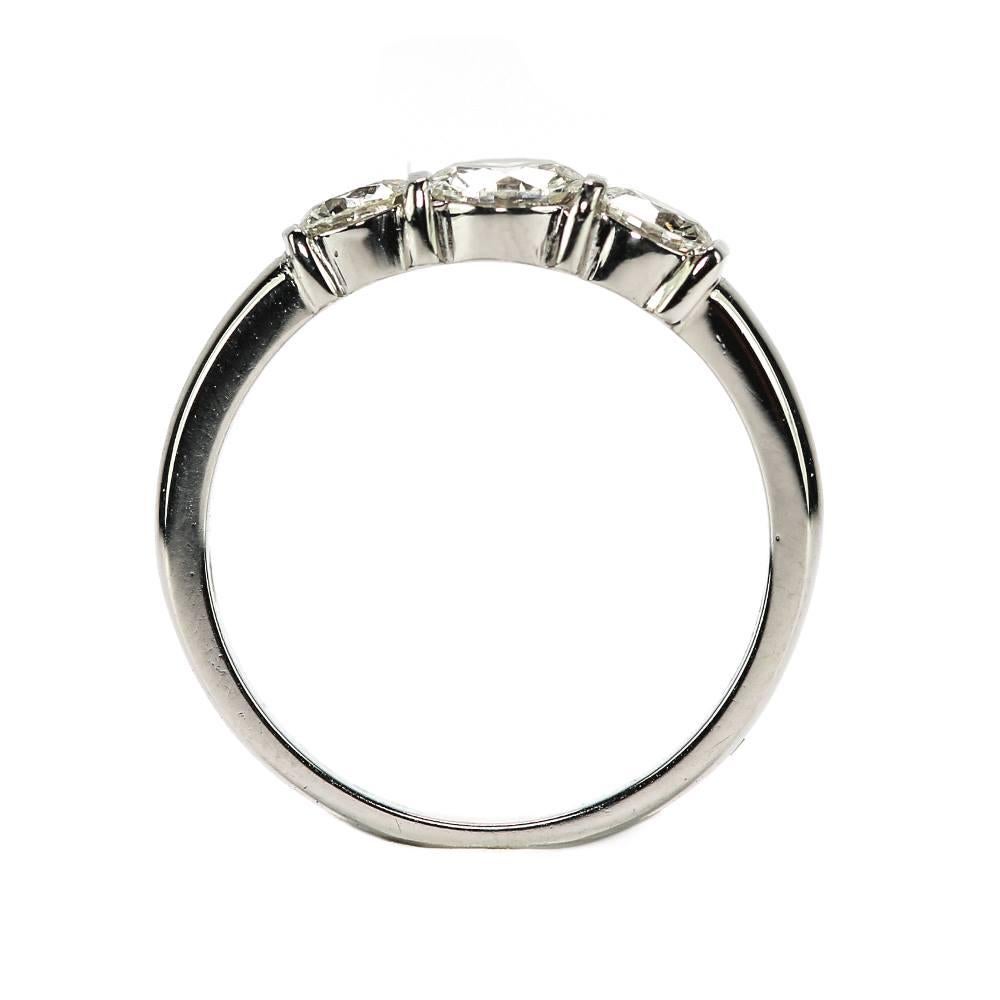Modern Platinum Est. 1.25 Carat Diamond 3-Stone Trinity Engagement Ring