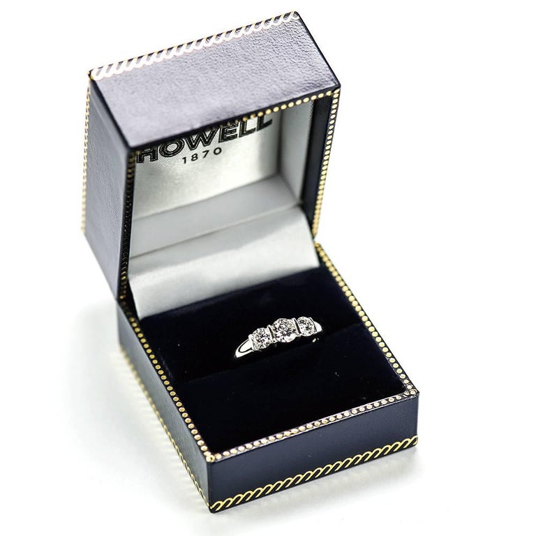 Platinum Est. 1.25 Carat Diamond 3-Stone Trinity Engagement Ring at 1stDibs