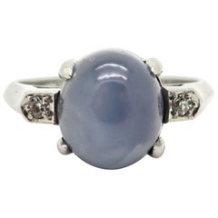 Platinum Estate 3.00 Carat Star Sapphire and Diamond Ring