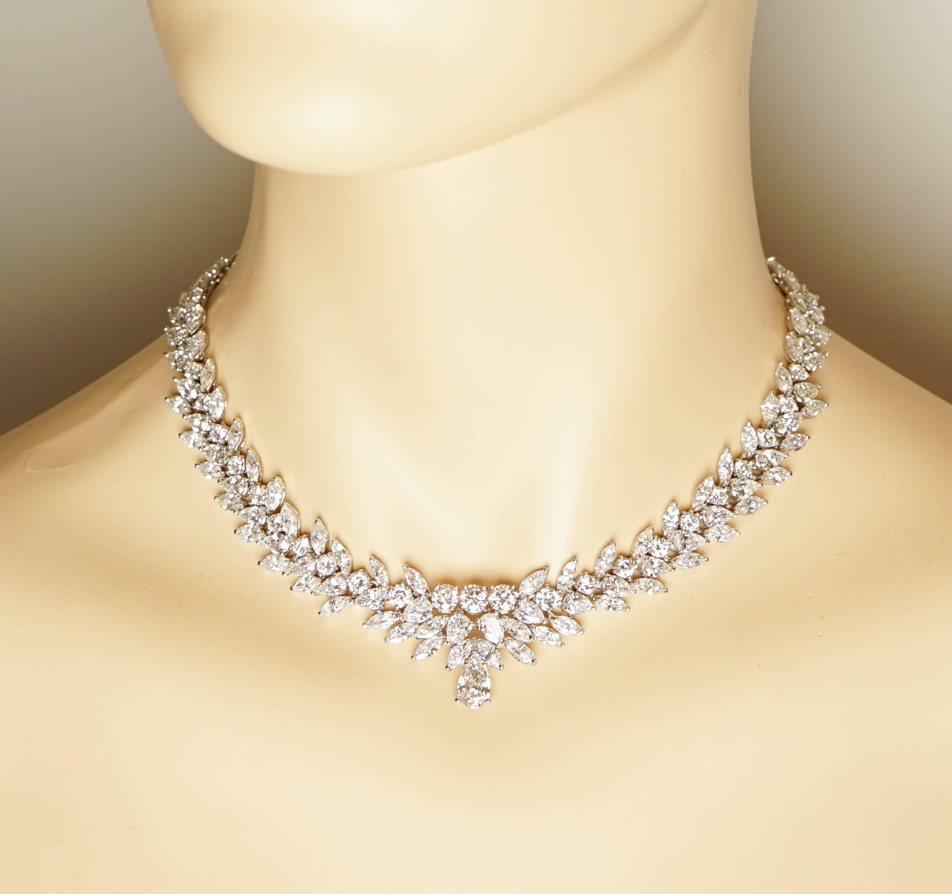 Marquise Cut Platinum Estate 54.84 Carat Diamond Necklace