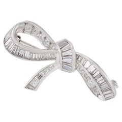 Platine Estate Art Deco Period Diamond Bow Brooch
