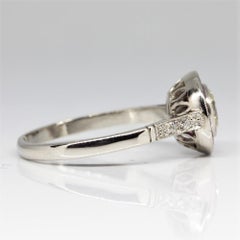Platinum Estate Diamond and Rubies Halo Ring