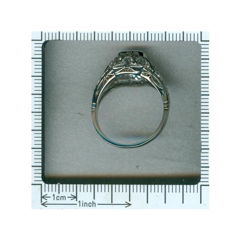Platinum Diamond Engagement Ring with Certified Magnificent Colombian Emerald For Sale 10