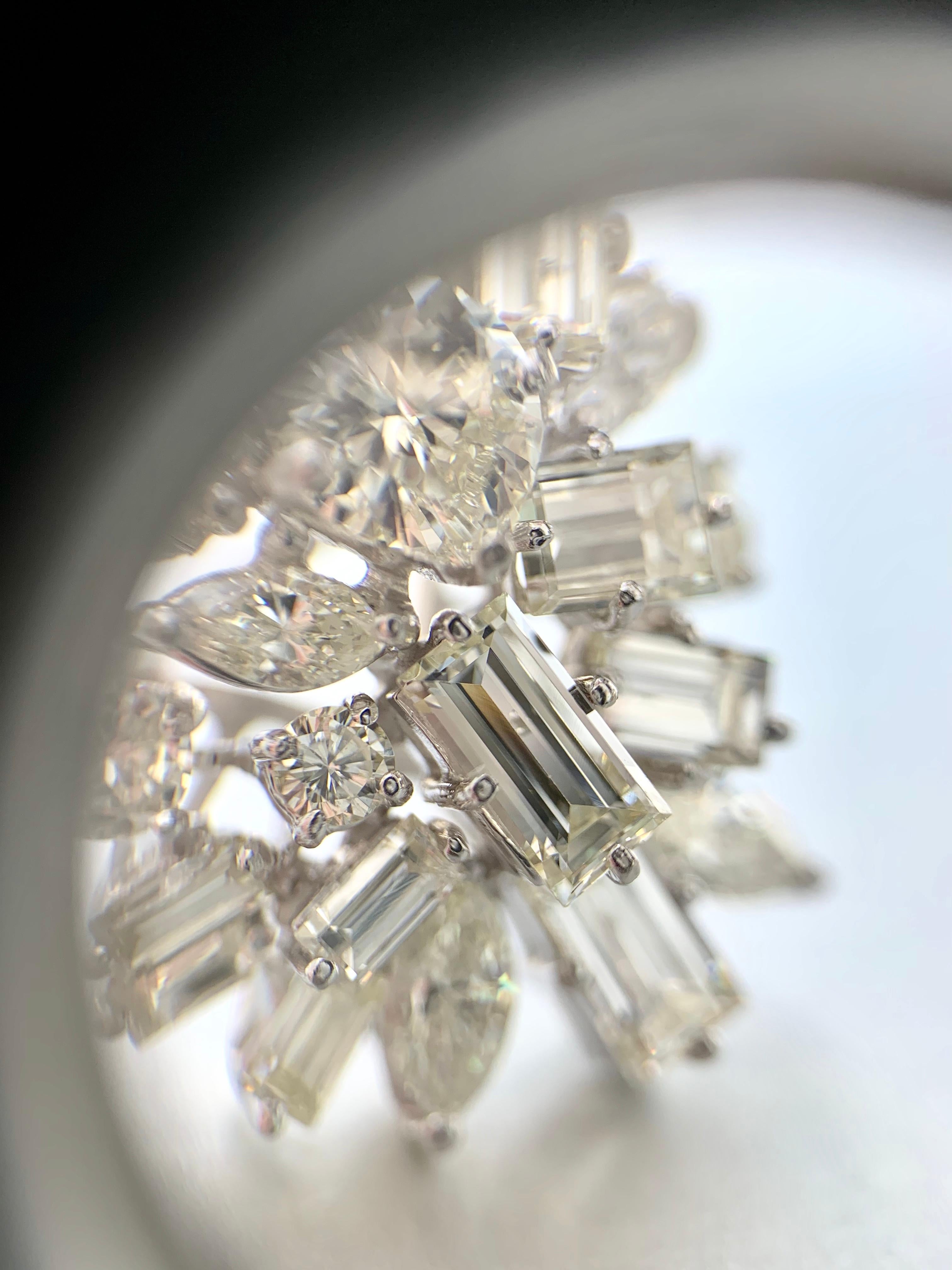 Platinum Estate Large Fancy Cut Diamond Spray Ring 12