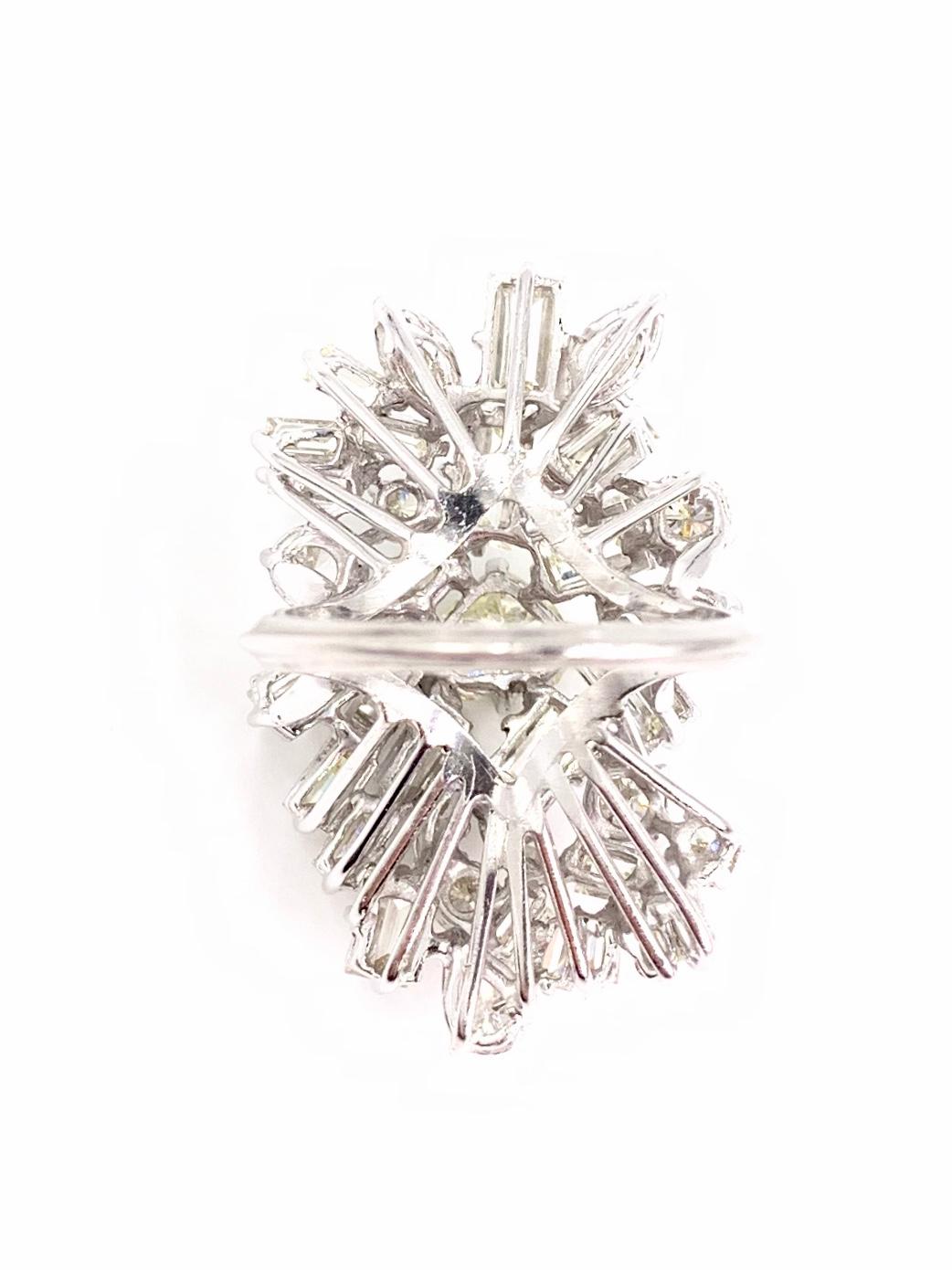 Women's Platinum Estate Large Fancy Cut Diamond Spray Ring