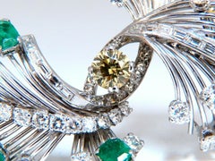 Platinum Estate Natural GIA Certified Fancy Diamond Emerald Pin*