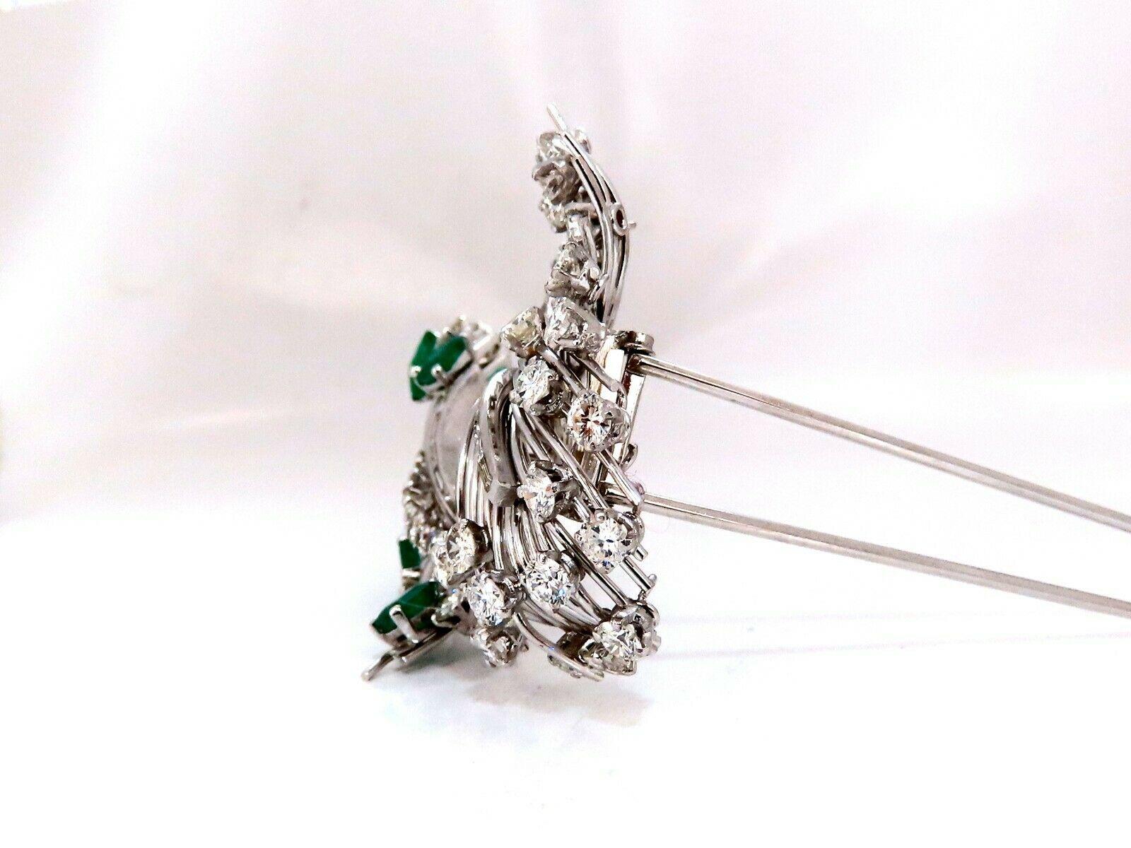 Platinum Estate Natural GIA Certified Fancy Diamond Emerald Pin For Sale 2