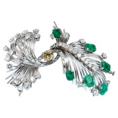 Platinum Estate Natural GIA Certified Fancy Diamond Emerald Pin*